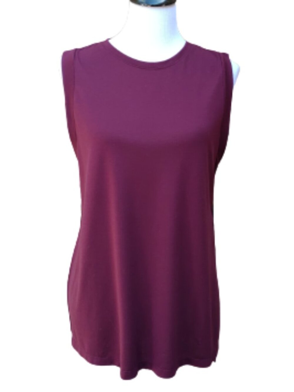 Athletic Works Plum Purple Athletic Tank Top High Neck Side Slits Workout Gym
